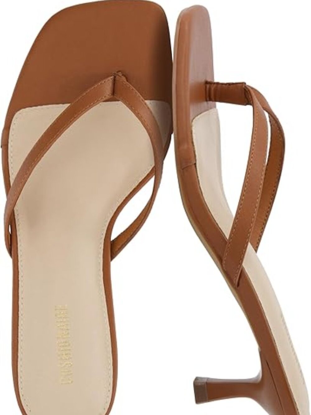 Miami Kitten Heels for Women, Thong Flip Flop Heeled Sandals with Memory Foam, S